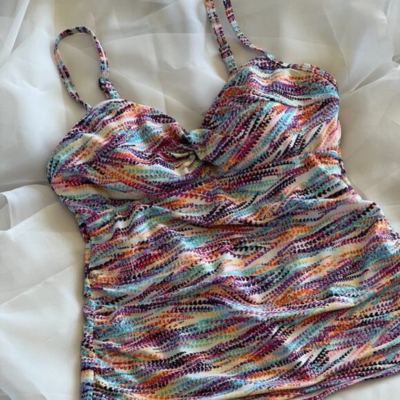Croft & Barrow Tankini Bathing Suit Swim Top multicolor - Picture 1 of 8